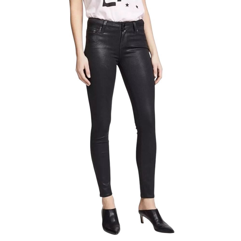 Paige Jeans Womens Sz 29 Luxe Coated Black‎ Fog Verdugo Ultra Skinny Mid Rise